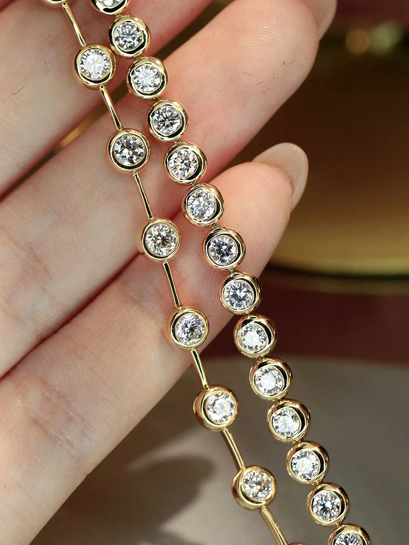 LUOWEND 100% 18K Yellow Gold Bracelet Classic Design 3.25ct/5.0ct Real Natural Diamond Bracelet for Women High Party Jewelry