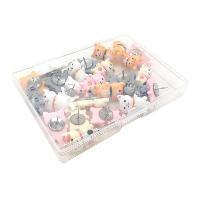 

30 Pcs Pushpins Cartoon for Cat Push Pins Thumb Tacks Resin for Head Steel Drawing Pins for Corkboard Bulletin Boar L41E