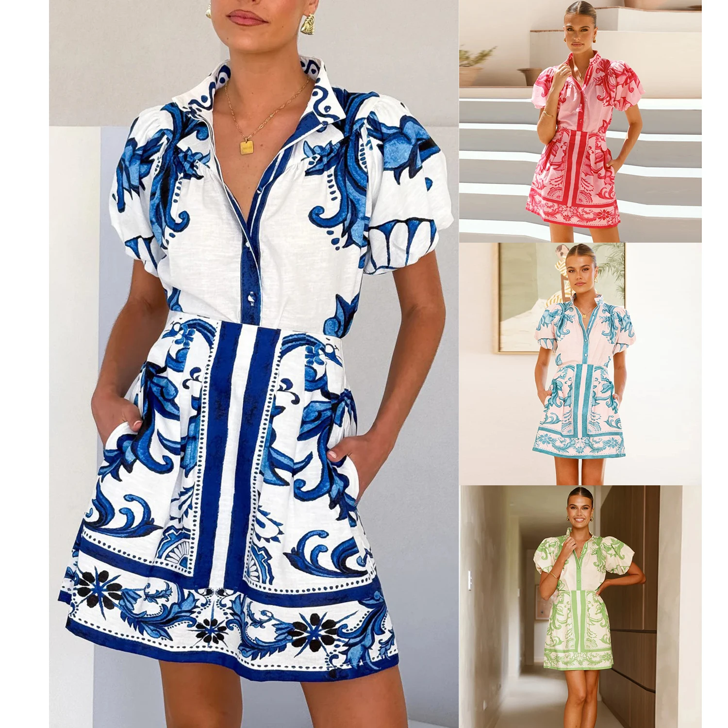 

Women Floral Print Single Breasted Belt Cotton Linen Sexy Casual Spring Summer Shorts Suit