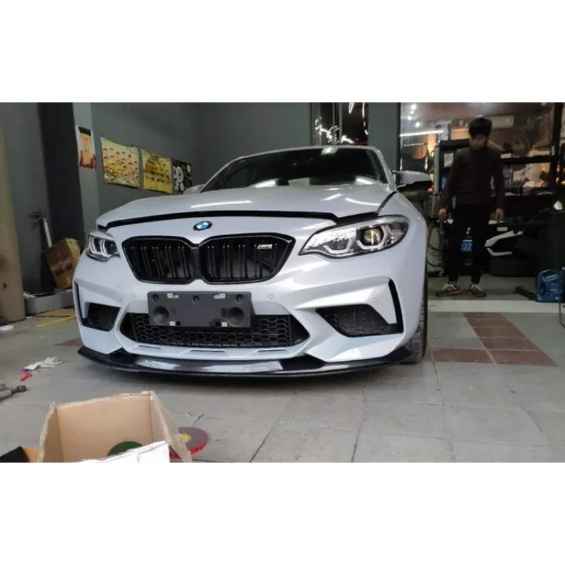 For BMW F87 M2C M2 COMPETITION Carbon Fiber Front bumper Lip Splitter Spoiler MT style CAR STYLING