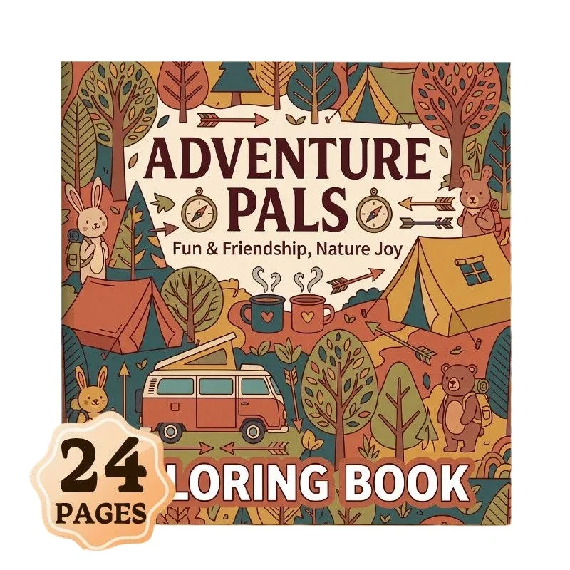 24 Pages Kids Coloring Book Extra Thick DIY Handmade Custom Doodle Drawing Activity Book for Children Beginners