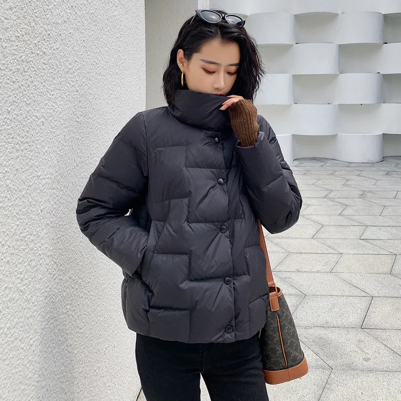 Autumn and Winter Short Down Jacket Women\'s New Stand Collar Lightweight Fashion Bread Jacket Loose Jacket Parka