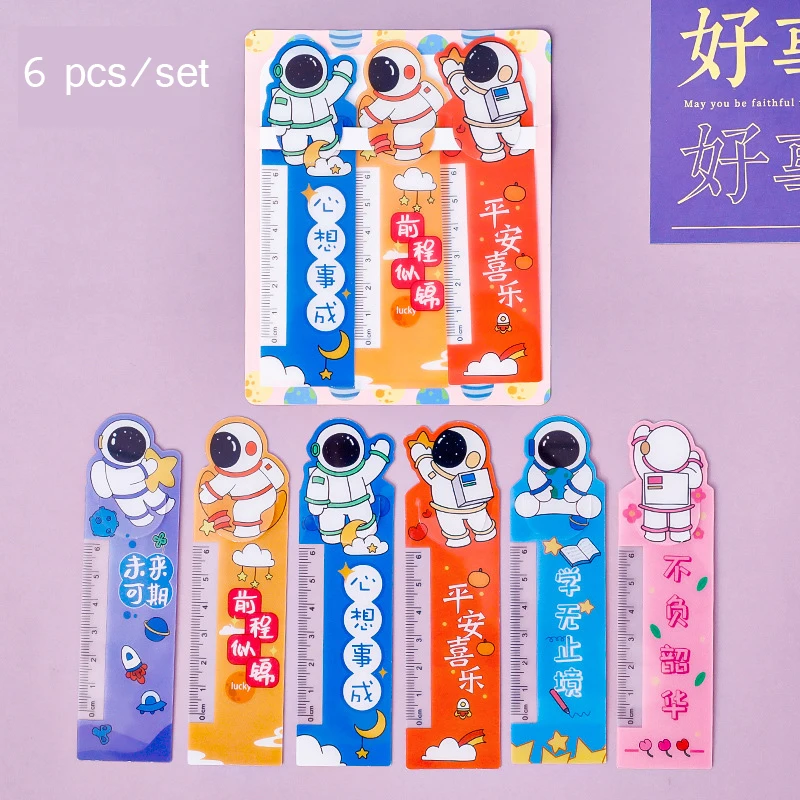 Yatniee 6pcs Pack Astronaut Bookmark Ruler Cute Ruler School Supplies Book Accessories Office Accessories