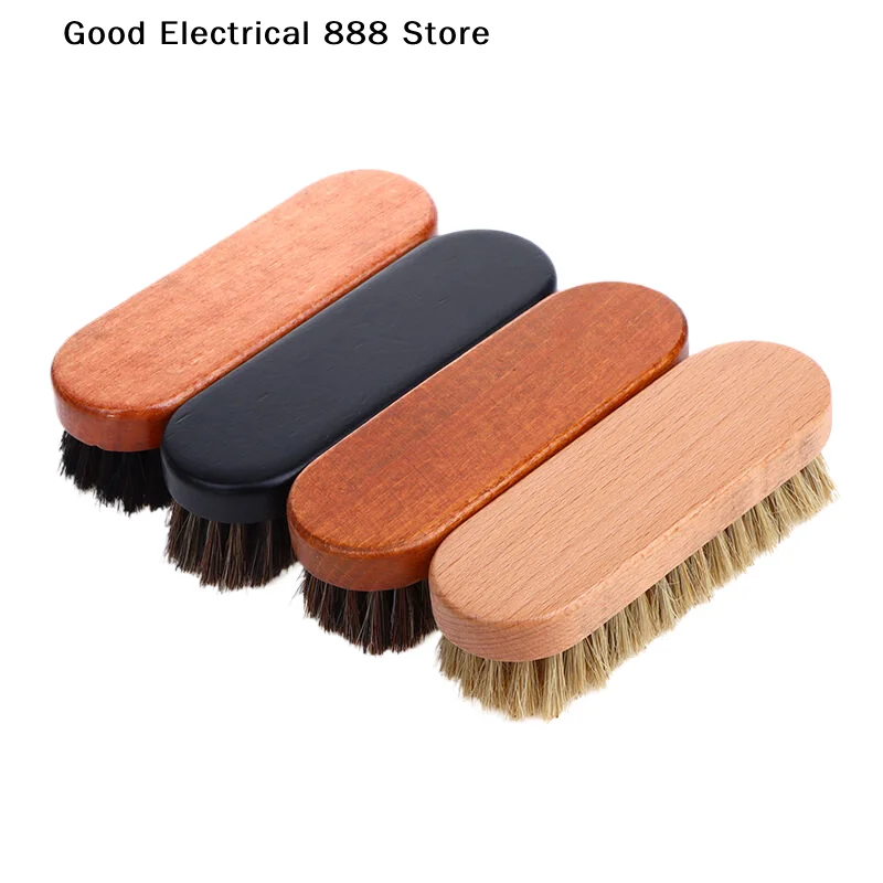 【GE】1PC Handle Details Polishing And Cleaning Brush Horse Hair Wood Brush Leather Shoe Care And Cleaning Shoe Dust Boot Cleaner