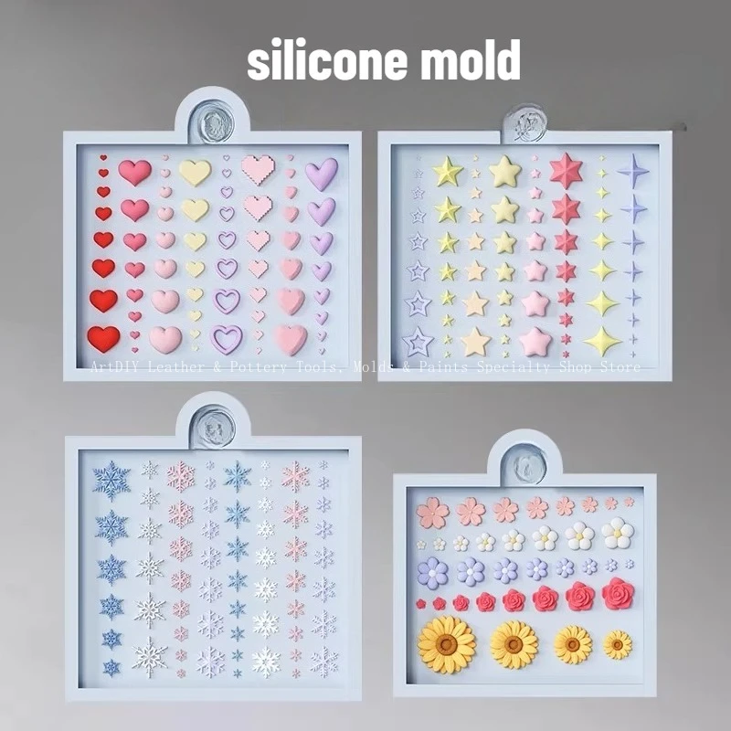Heart/stars/snowflake/tulip Rose Shape Silicone Mold/Hand DIY Ultra-light Clay Polymer Clay Soft Pottery Stone Sculpture Mold