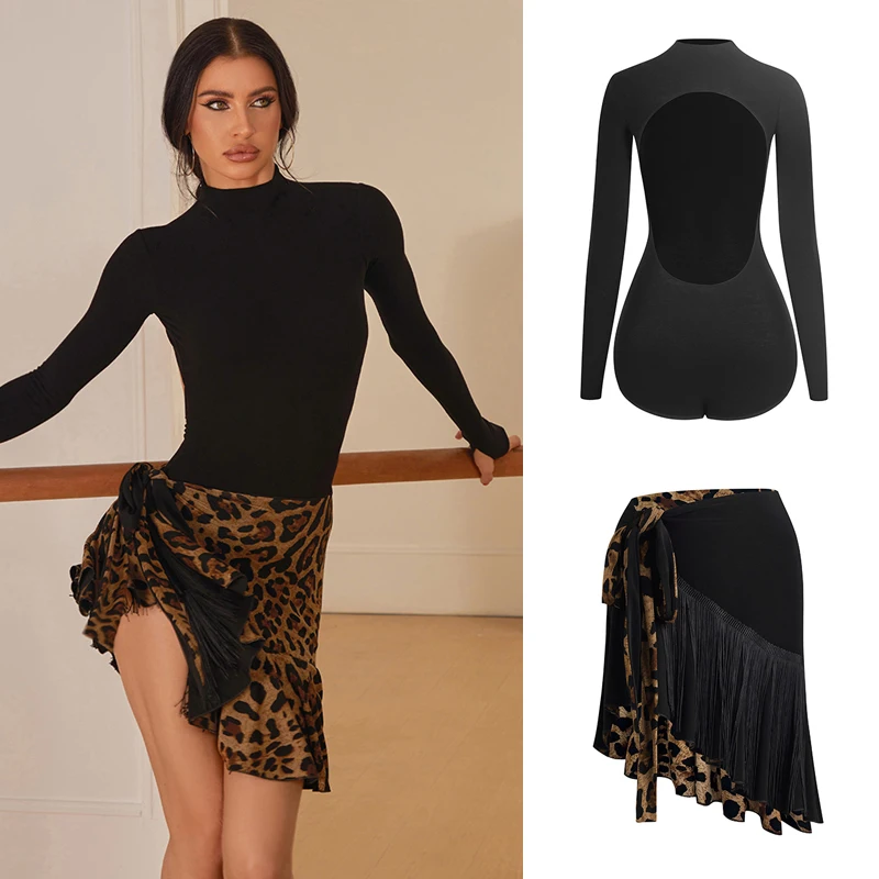 ファッション女性ラテンダンス競技衣装セクシーな背中の開いたラテントップタイアップスカート大人チャチャラテンダンス服 SL14778