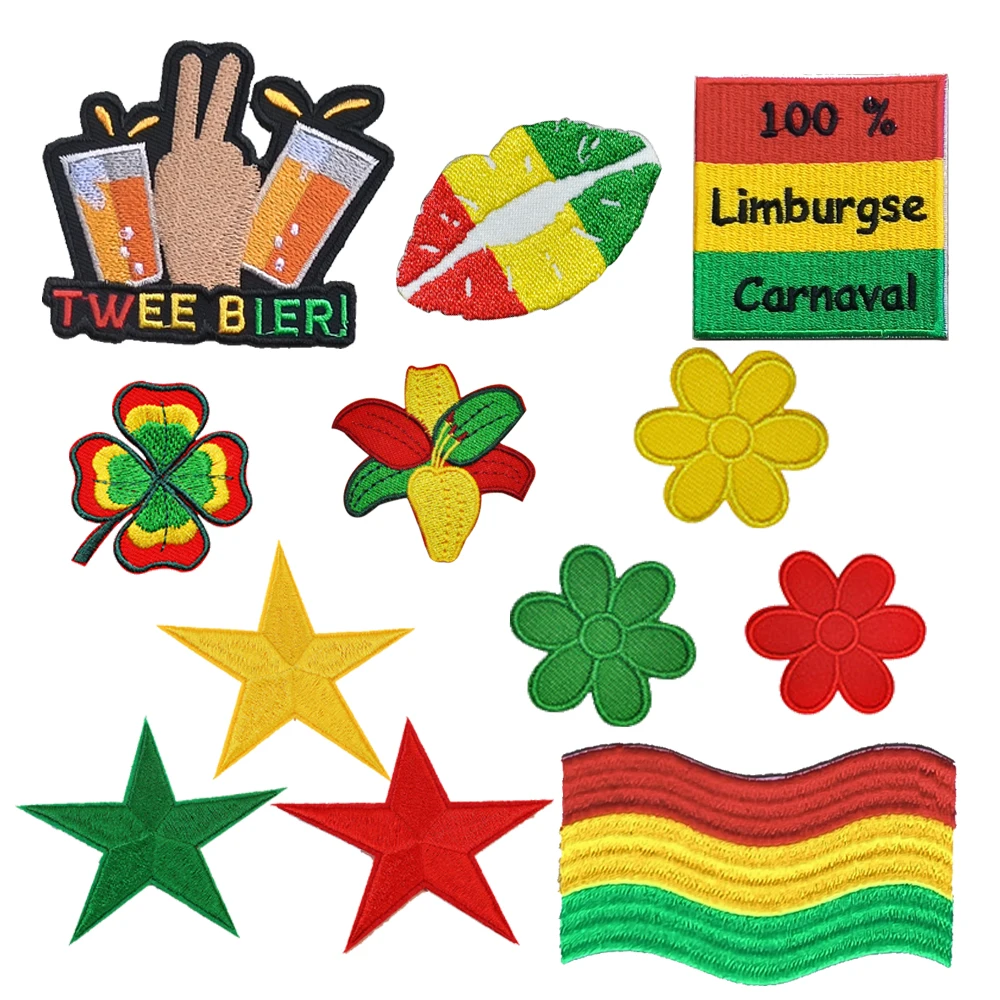 Carnival Red Yellow Green Limburg Embleem for Clothing Iron on Embroidered Sew Applique Knotwilgendam Patch Boemeldonck Patches