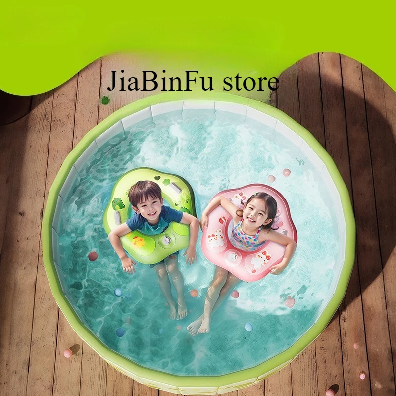 حمام سباحة JIABINFU غير قابل للنفخ، حمام سباحة كبير دائري داخلي وخارجي للأطفال، لوح دعم بأربعة جوانب