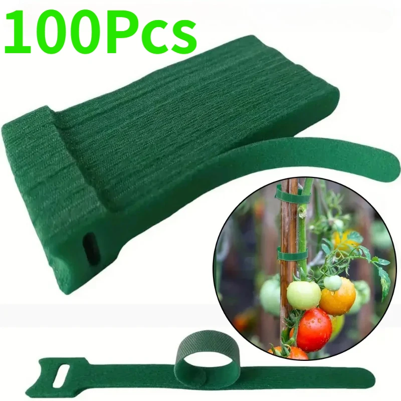 50/100Pcs Adjustable Nylon Plant Ties, Reusable Non-Slip Hook Loop Straps for Vines, Shrubs & Garden Plants