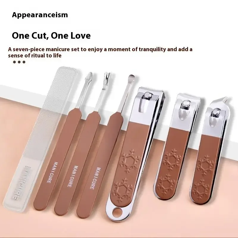 7-częściowy zestaw obcinaczy do paznokci ze stali nierdzewnej i stali węglowej, kompletny zestaw narzędzi do manicure i pielęgnacji paznokci w domu, przenośny zestaw obcinaczy do paznokci.