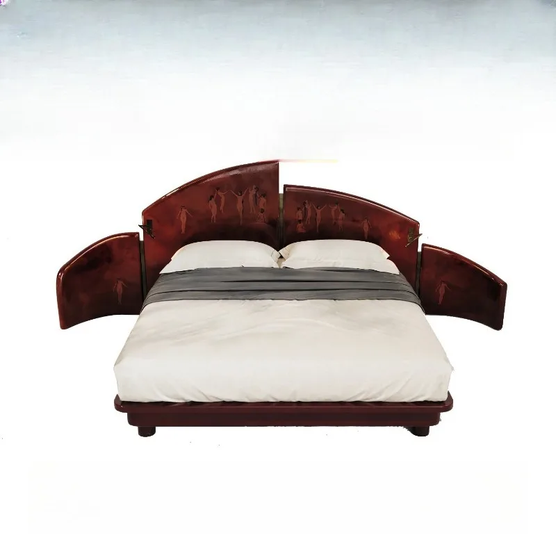 French retro painted big bed designer new widescreen fabric bed medium antique 1.8 meters double bed