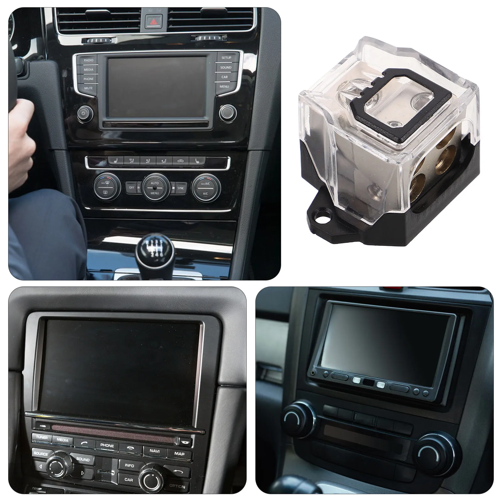 

Car Audio Modification Box Splitter Power Distribution Block Flameretardant Fuse Holder Ground Distributor Amplifier