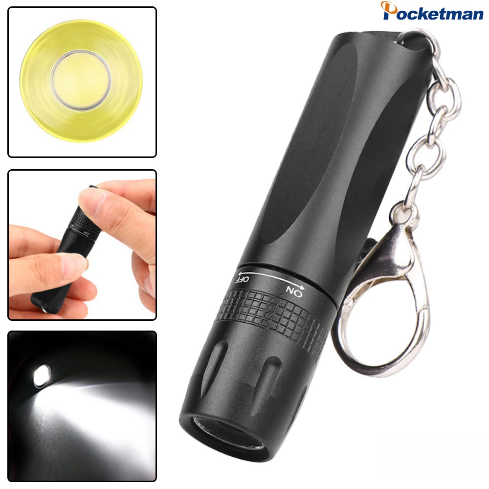 

Mini LED Flashlight Strong Light Waterproof Handlamp Outdoor Camping Lantern Mini Penlight with Keychain Powered By AA Battery