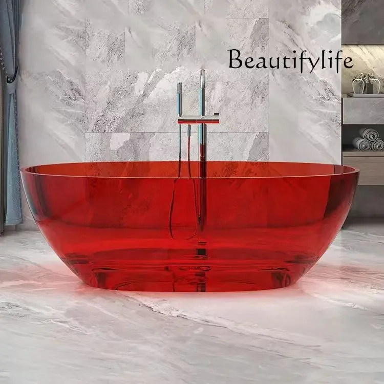 

yj19 Transparent bathtub Household color resin crystal bathtub Hotel independent integrated double bathtub