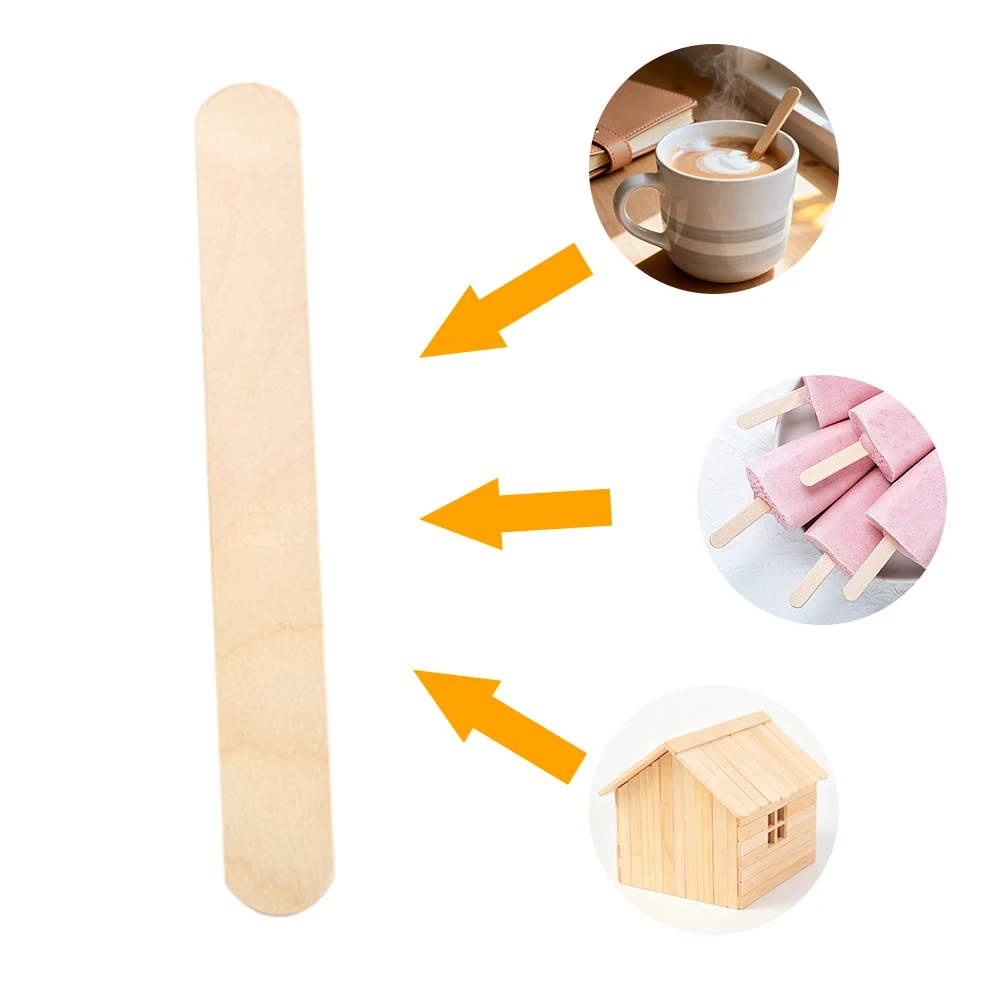 50/100PCS Food-Grade Wooden Ice Cream Sticks - Splinter-Free for Homemade Desserts & DIY Crafts  Natural Wood Popsicle Sticks