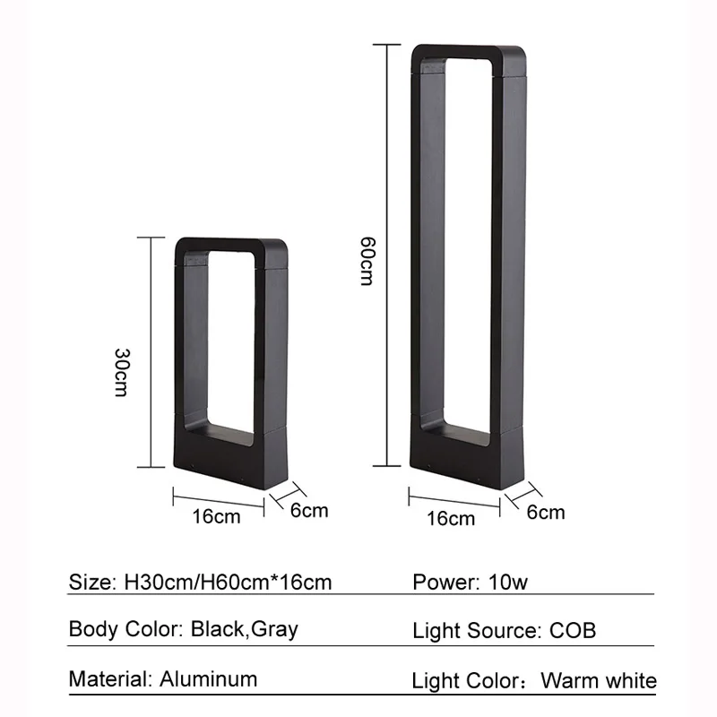 Iluminación impermeable para exteriores, luz LED de jardín de 10W IP65, lámpara moderna de aluminio para césped, patio, Villa, paisaje, bolardo