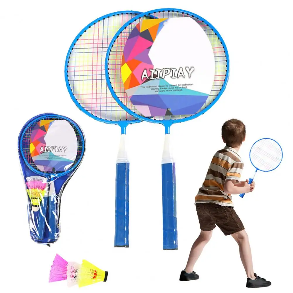 Raquetes de badminton crianças kit raquete de badminton ao ar livre petecas brinquedos com 3 bolas para 2 jogadores jogo esportivo