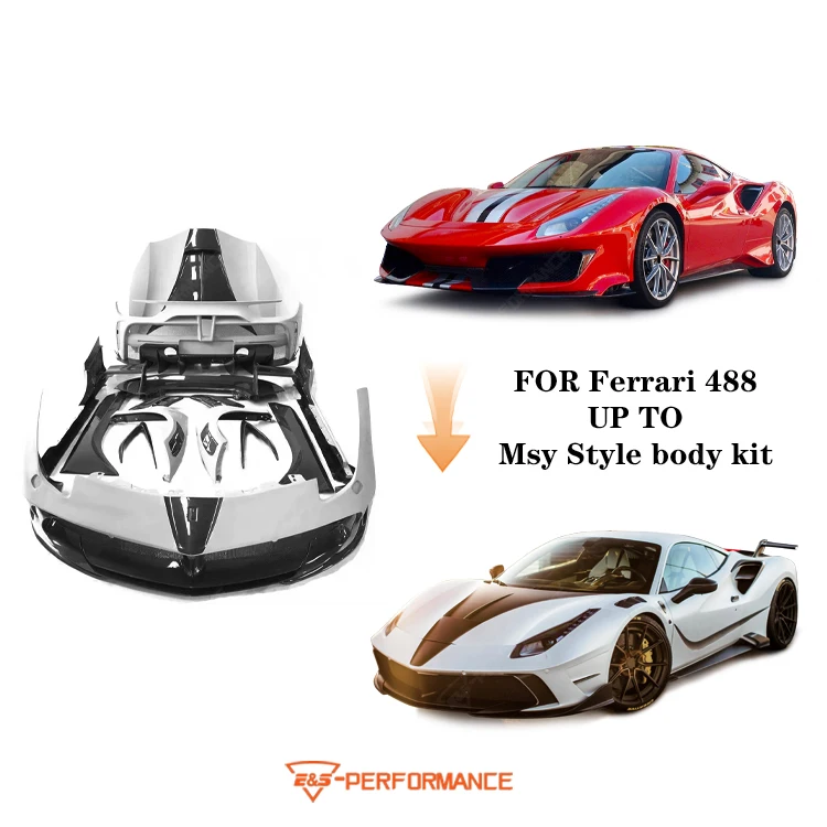 Msy Style Body Kit voor Ferrari 488 Body Kit Auto-onderdeel met voorbumper Achterbumper Kap Sider Rokken Carkit