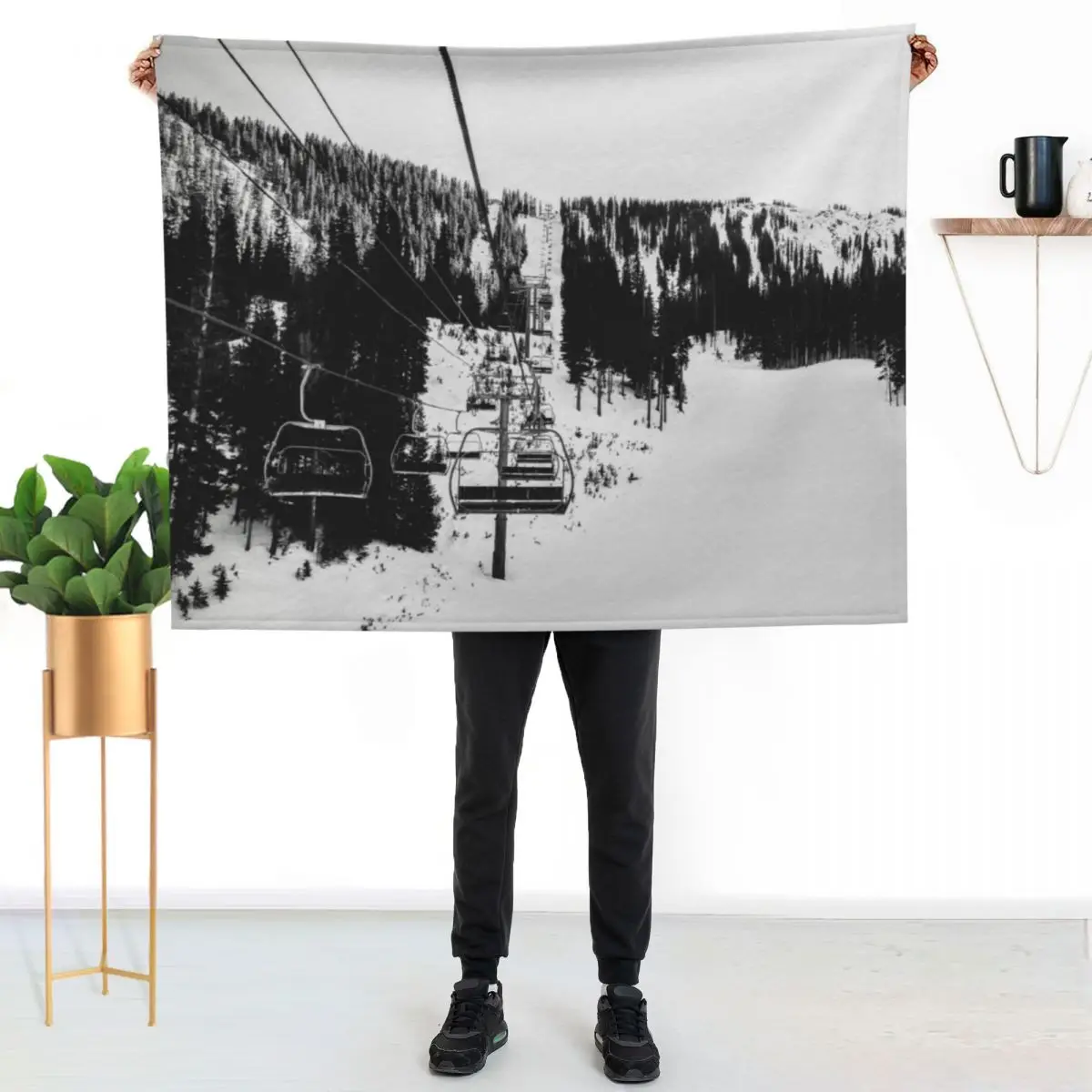 Ski Lift Throw Blanket Flannel Moving Winter beds Decorative Throw Blankets For Bed Plaid on the sofa Blankets