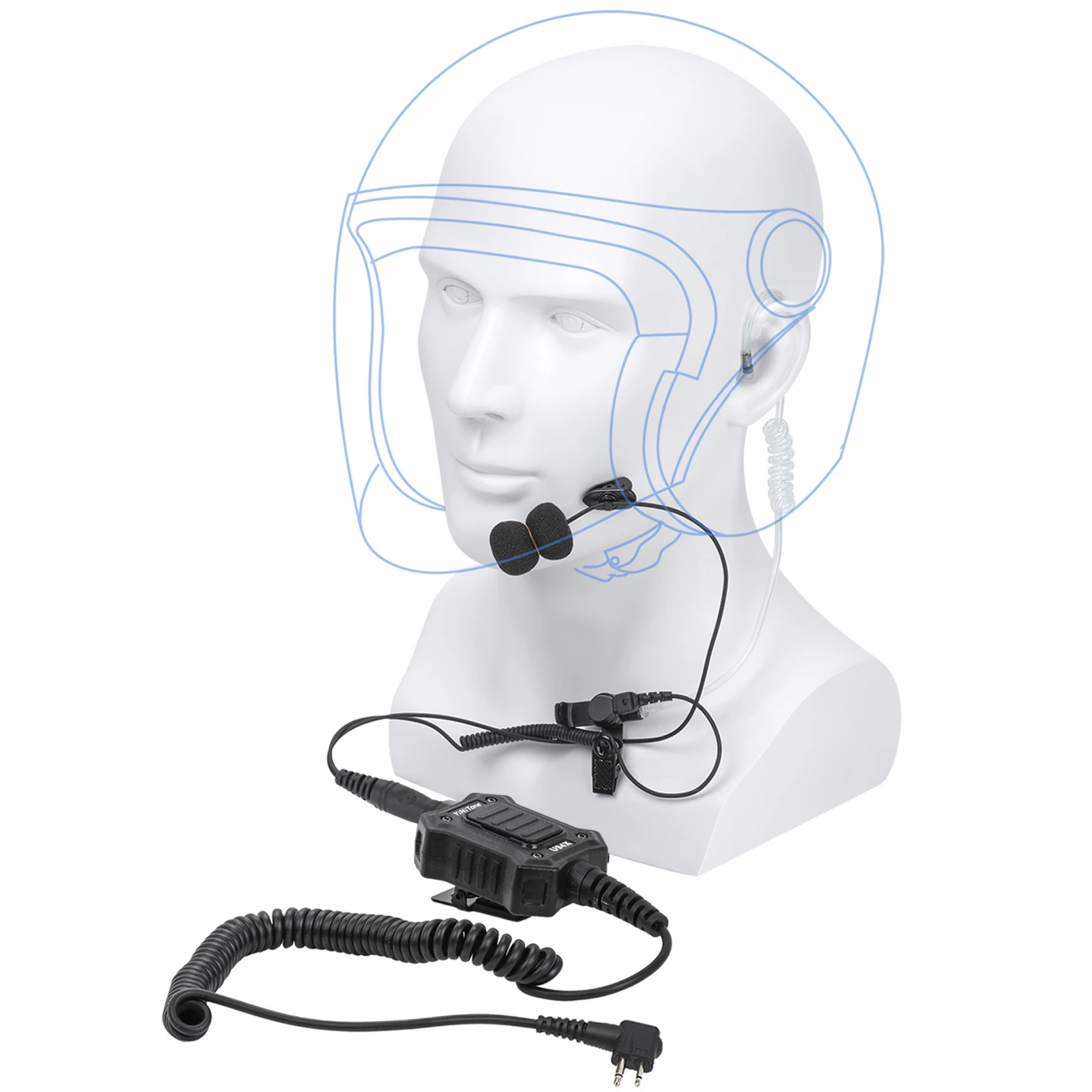 U94X PTT Air Tube Microphone for Motorola GP3188, CT450, Kirisun S780U, HYT TC-505 - Compact, Easy Install