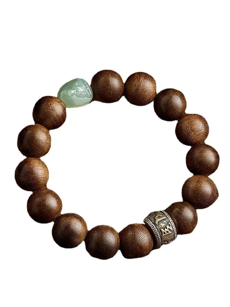 Bracelet Natural Material Eaglewood Hetian Jade Accessories Retro Chinese Style Wenwan Buddha Beads Simple Modern Decorations1Pc