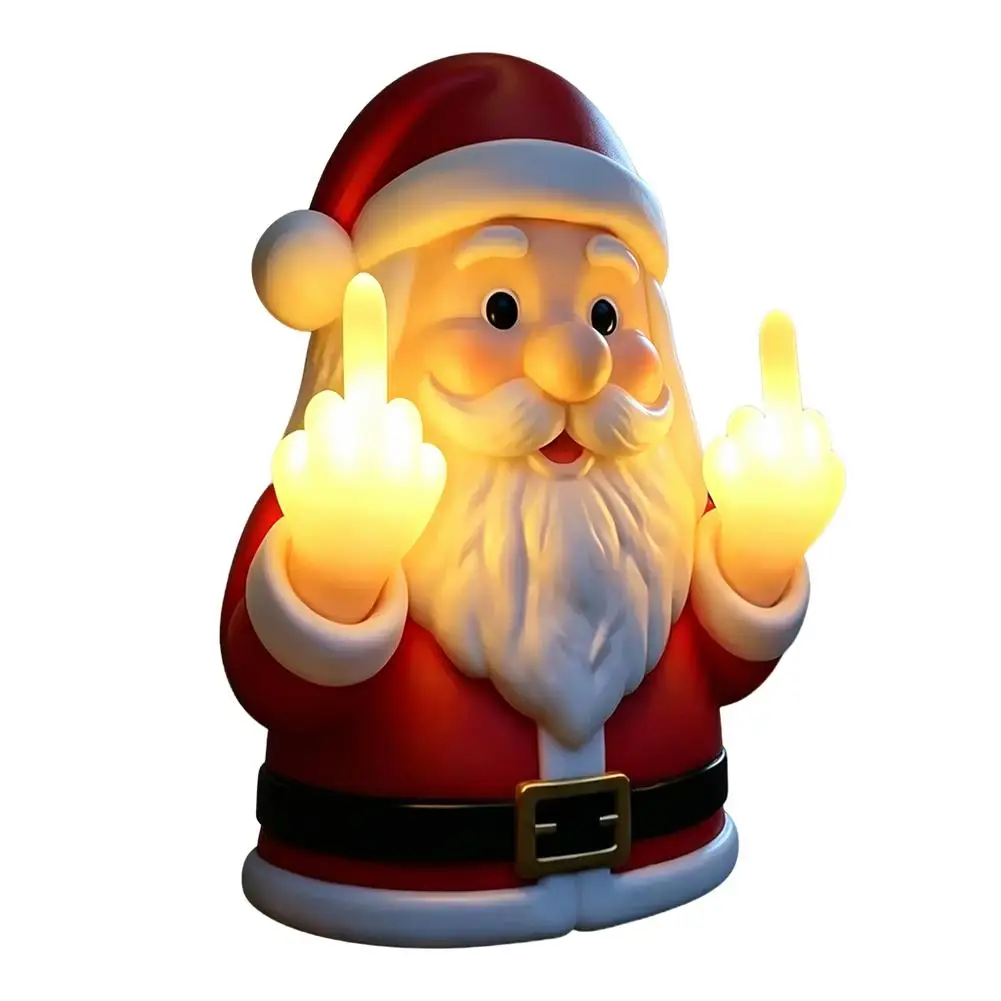 Funny Halloween Ghost Middle Finger Night Light Spooky Resin Santa Claus Figurine for Porch Bedroom Holiday Party Decor