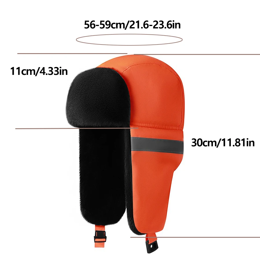 Winter Warm Hats for Men and Women Hunter Caps with Reflective Strips, Plush Hunter Caps for Outdoor Sports and Work