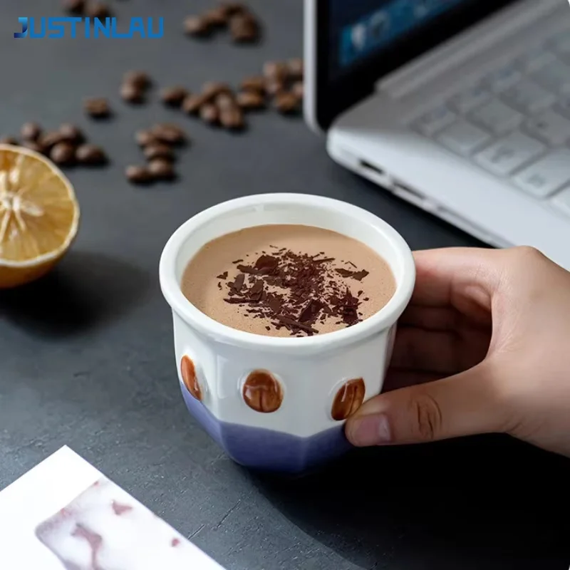 JUSTINLAU Espresso-Tassen Handgehaltene Keramik-Latte-Art-Kaffeetasse im Nahost-Stil Cappuccino-Teetasse für Zuhause Geschenke für Kaffeeliebhaber