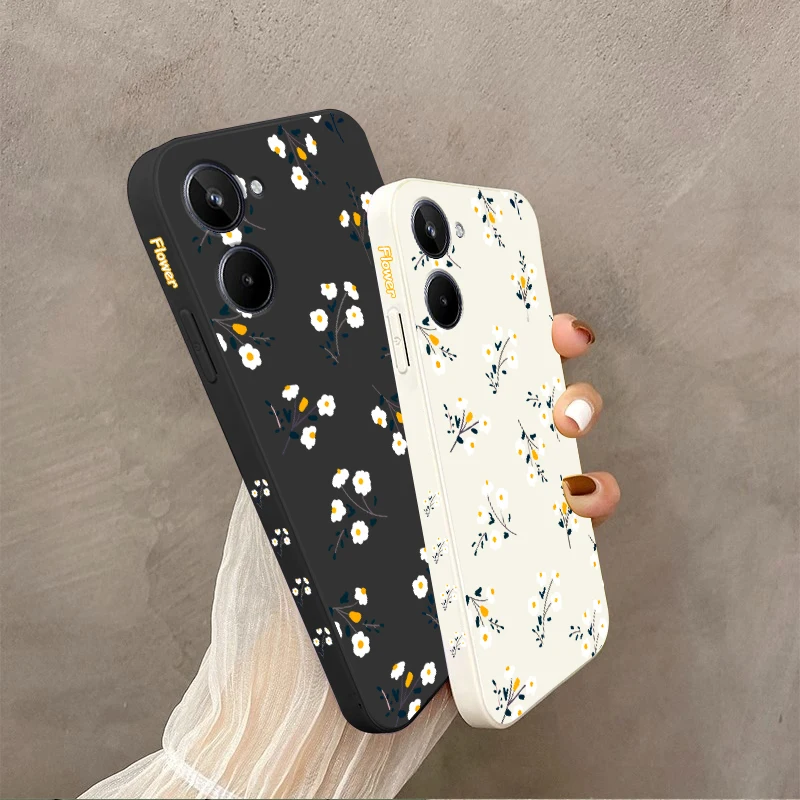 10 Stunning Flower Silicone Phone Case For Realme 8Pro 9Pro 10 10T 10Pro 10ProPlus 12 12X 12Pro C53 C55 C25 C67 C35 C65 Cover