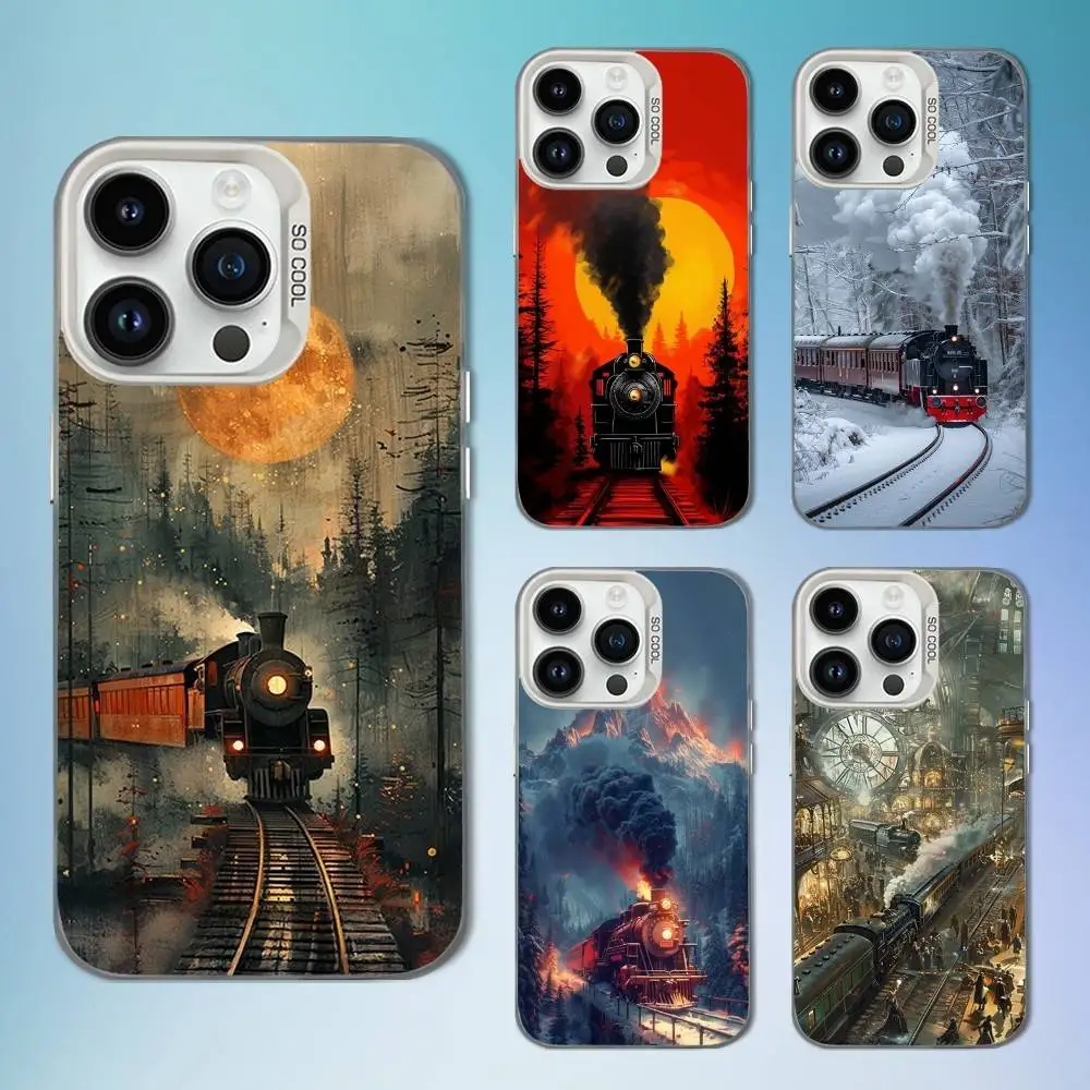 

Cool Art Steam Train Phone Case For iPhone 16,15,14,13,12,11,Mini,Pro,SE,MAX White Matte Shockproof Cover