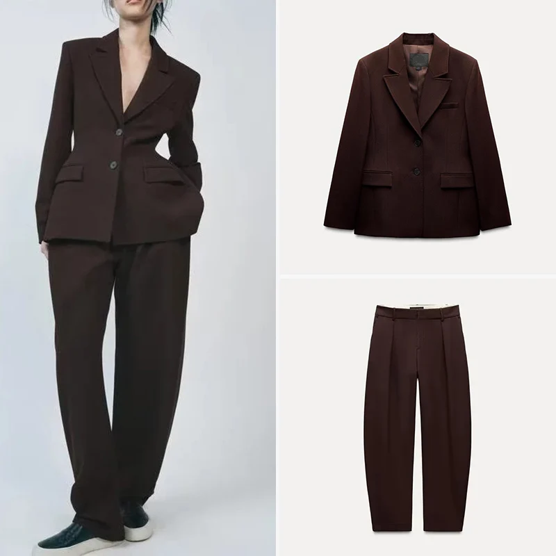 

Весна 202, женский костюм Jaet, повседневный комплект с длинными брюками, простой комплект Ele Four Seasons для взрослых, модная одежда, бренд Z