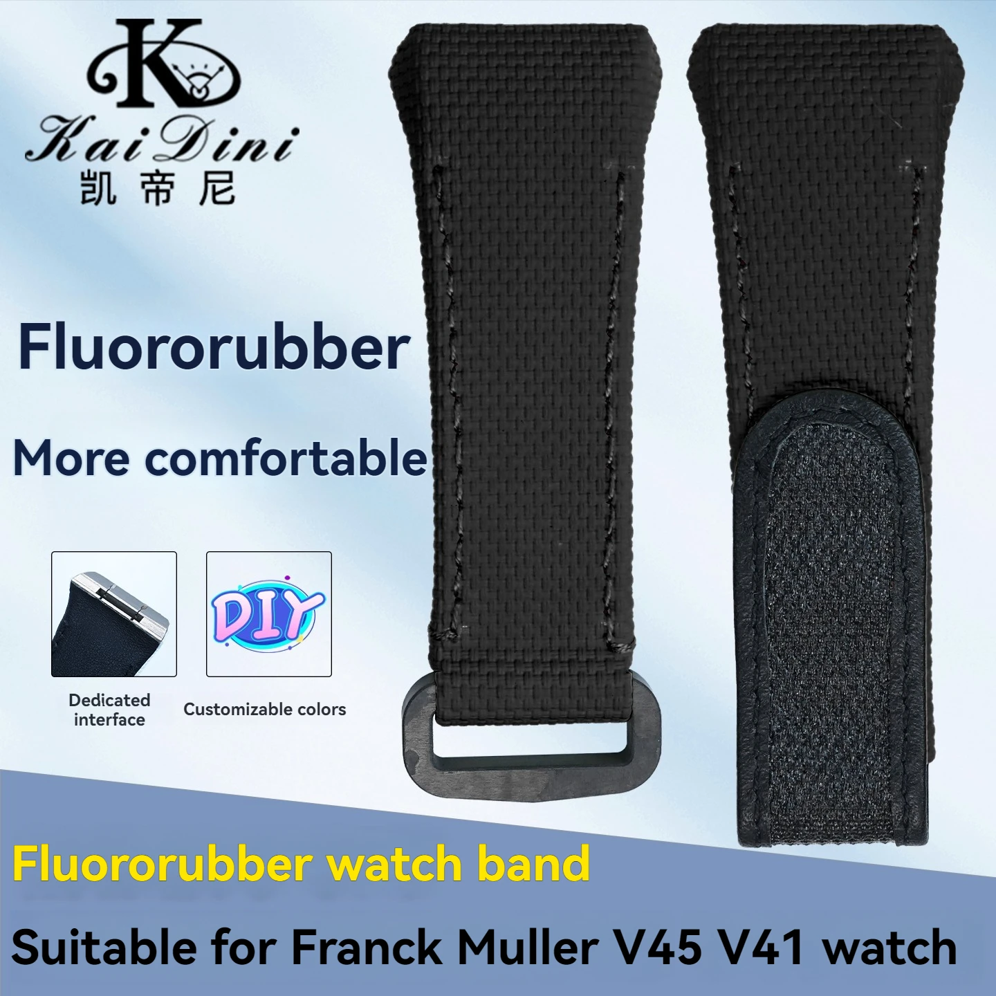 High Quality Customized Fluororubber Watchband Special for Franck Muller V45 V41 V32 Watch band FKM Rubber Strap Men Wristband
