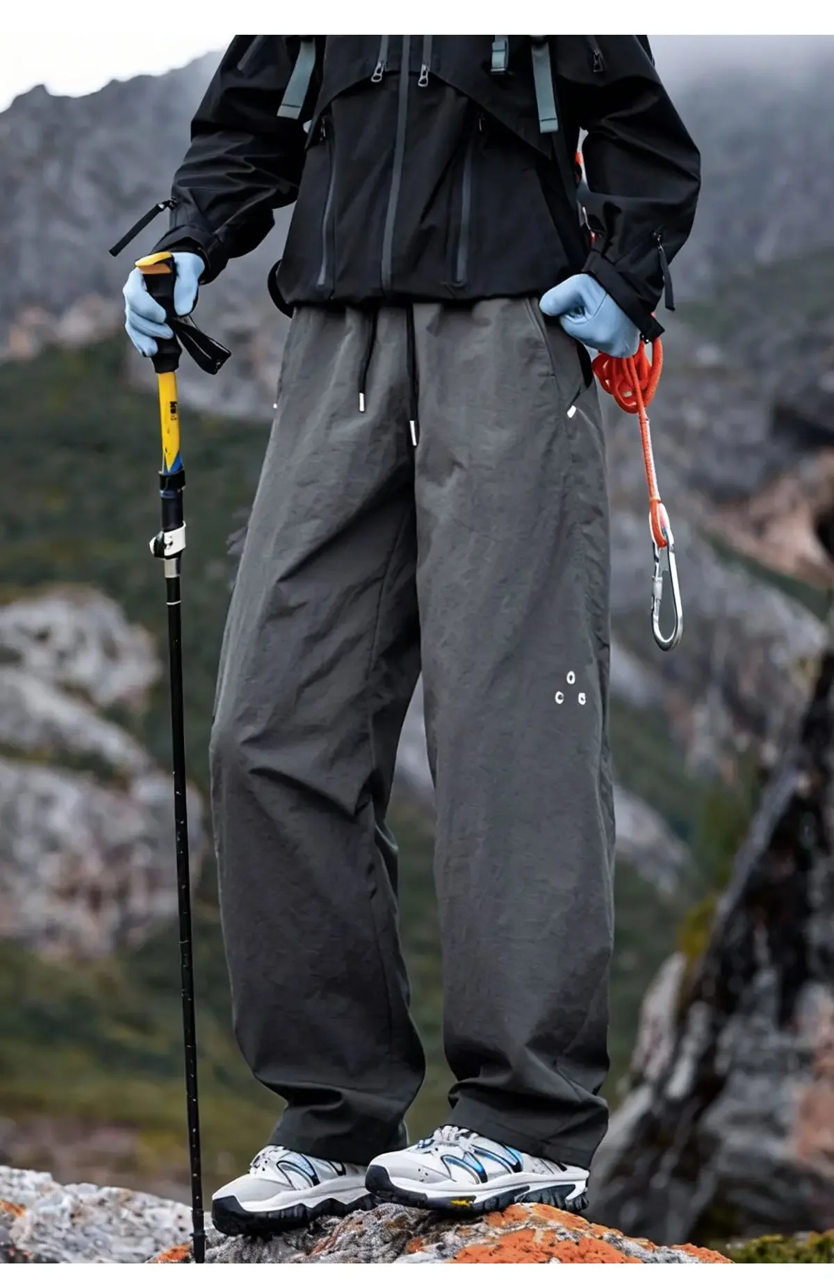 Herbstliche Outdoor-Hose, wasserabweisend, schnelltrocknend, gerade geschnitten, locker, lässig, mit elastischem Bund, für Männer und Frauen geeignet. – Detail 19