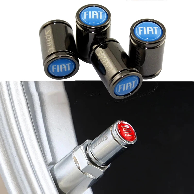 Conjunto de 4 Tampas de Válvula de Pneus com Logo de Carro para Fiat Palio Doblo 600 124 Spider 500x Stilo Uno Freemont Panda Tipo Ducato Siena