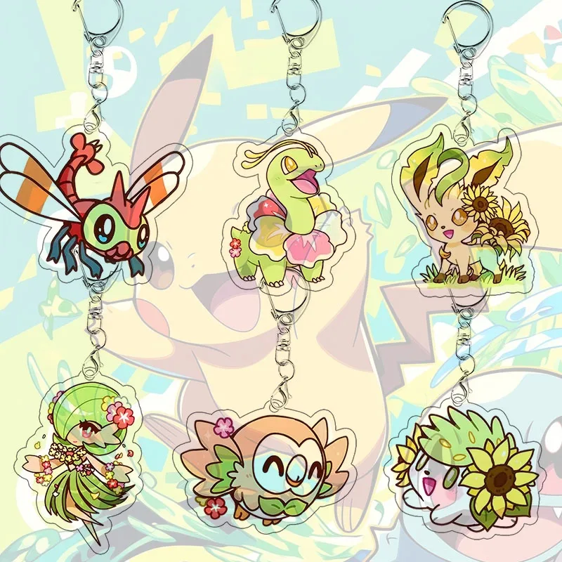 Porte-clés en acrylique Meganium Rowlet Yanma, pendentif Garchomp pour sac, décoration polyvalente et abordable, collection pour filles, cadeau