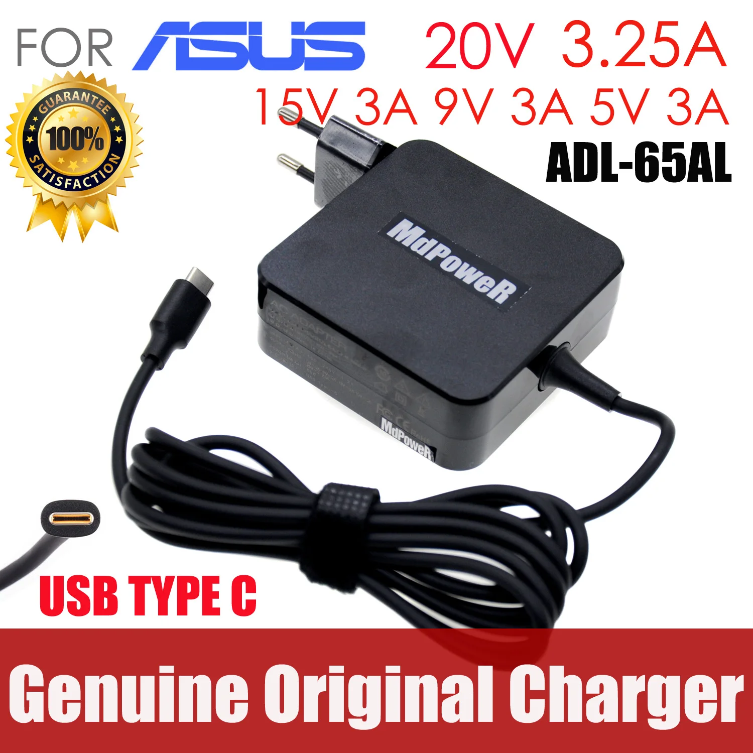 

Original For Asus 20V 3.25A 15V 3A 9V 3A 12V 3A 5V 2A type C Laptop AC Adapter Charger zenbook3 B9440U B9440UA UX390