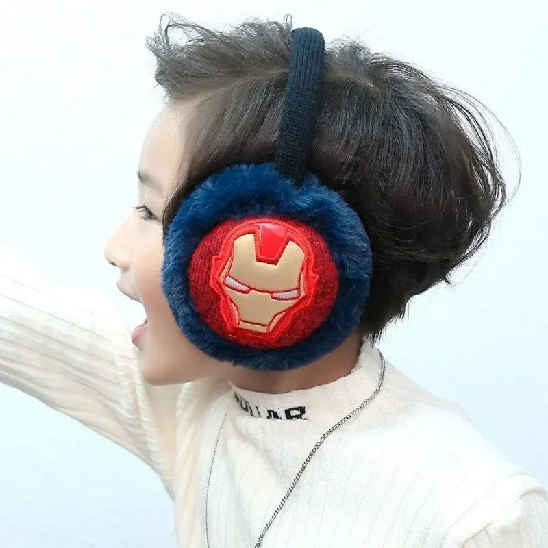 Marvel The Avengers Iron Man Captain America Winter Cartoon Thickened Windproof Foldable Ear Warmer Outdoor Portable Earmuffs