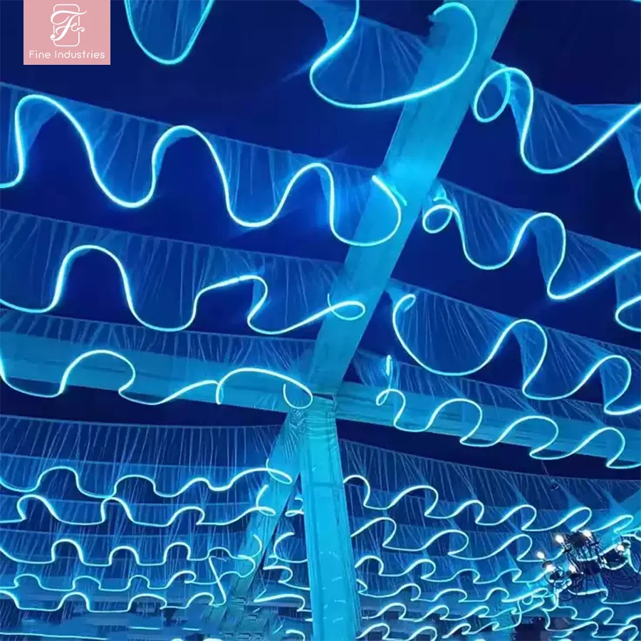 Glowing Wave LED Strip Lights Curtain Lights & Drapes for Korean-Style Elegant Wedding Stage and Hotel Ceiling Decor