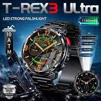 Reloj inteligente militar T-Rex3 Ultra GPS Track para hombre, batería de 1100mAh, llamada Bluetooth, linterna resistente al agua, brújula, reloj inteligente para exteriores