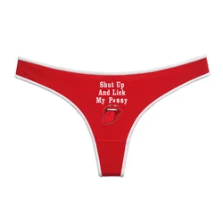 Women's Sexy Lips Red Cotton Underwear Letters Print Thong Female Lingerie Soft Seamless Invisible Breathable Sport Underpant