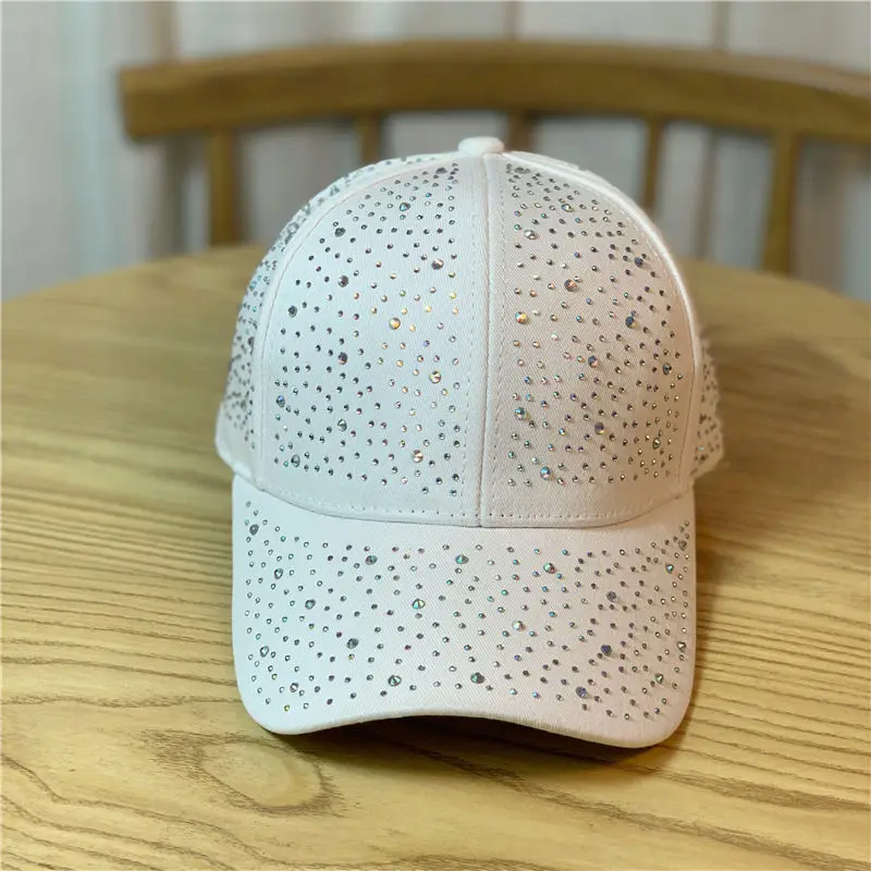 Hot New High Quality Full Print Rhinestone Baseball Cap Women's Summer Solid Color Fashion Shade Adjustable Streetwear Hat