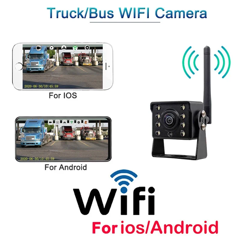 Wireless WiFi Reversing Rear View Camera for Truck Trailer Truck RV Camper Shockproof Waterproof 170° Wide Angle Night Vision