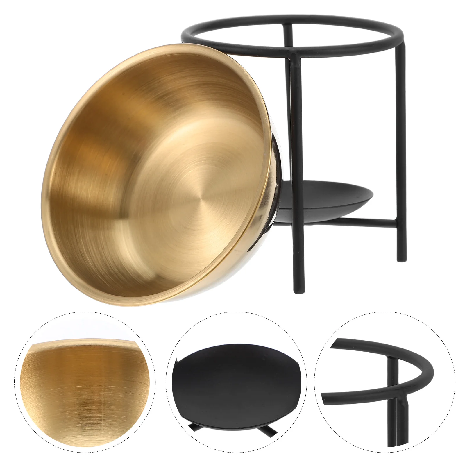 

Stainless Steel Wax Warmer Bowl Decorative Tealight Oil Burner For Aromatherapy Meditation Home Fragrance Quadripod