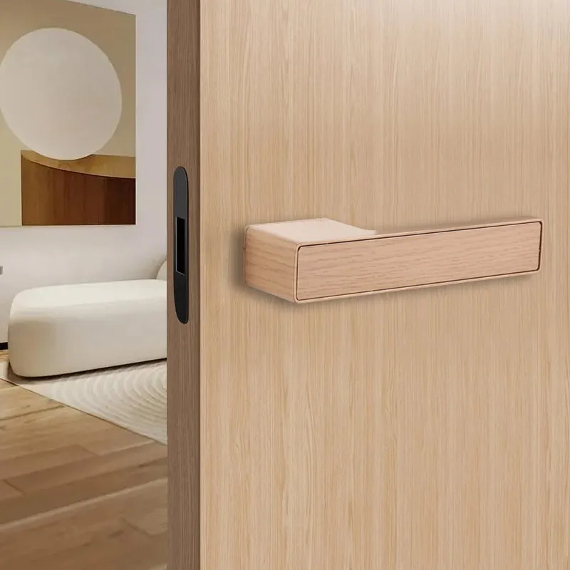 

(1 Set) Cream Style Minimalist Magnetic Ecological Door Lock Home Indoor Bedroom Door Handle One Line Lock Hardware Accessories