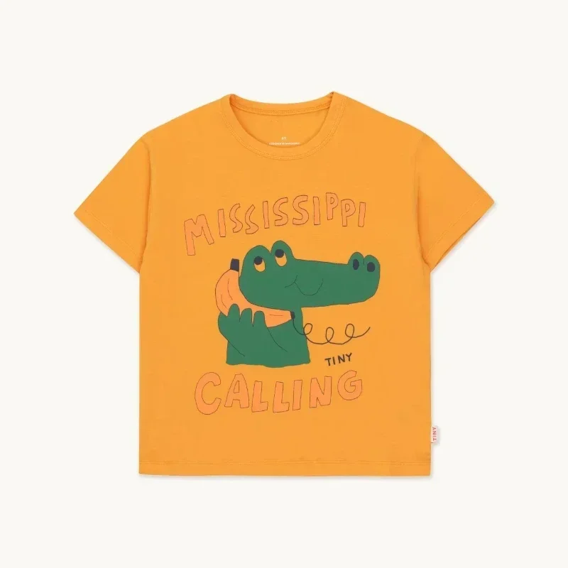 OUYANG&IVAN Children T-shirt Kids Tees 2025 New Summer TC Boys Girls Cute Print Short Sleeve T Shirts Child Cotton Tops Clothing