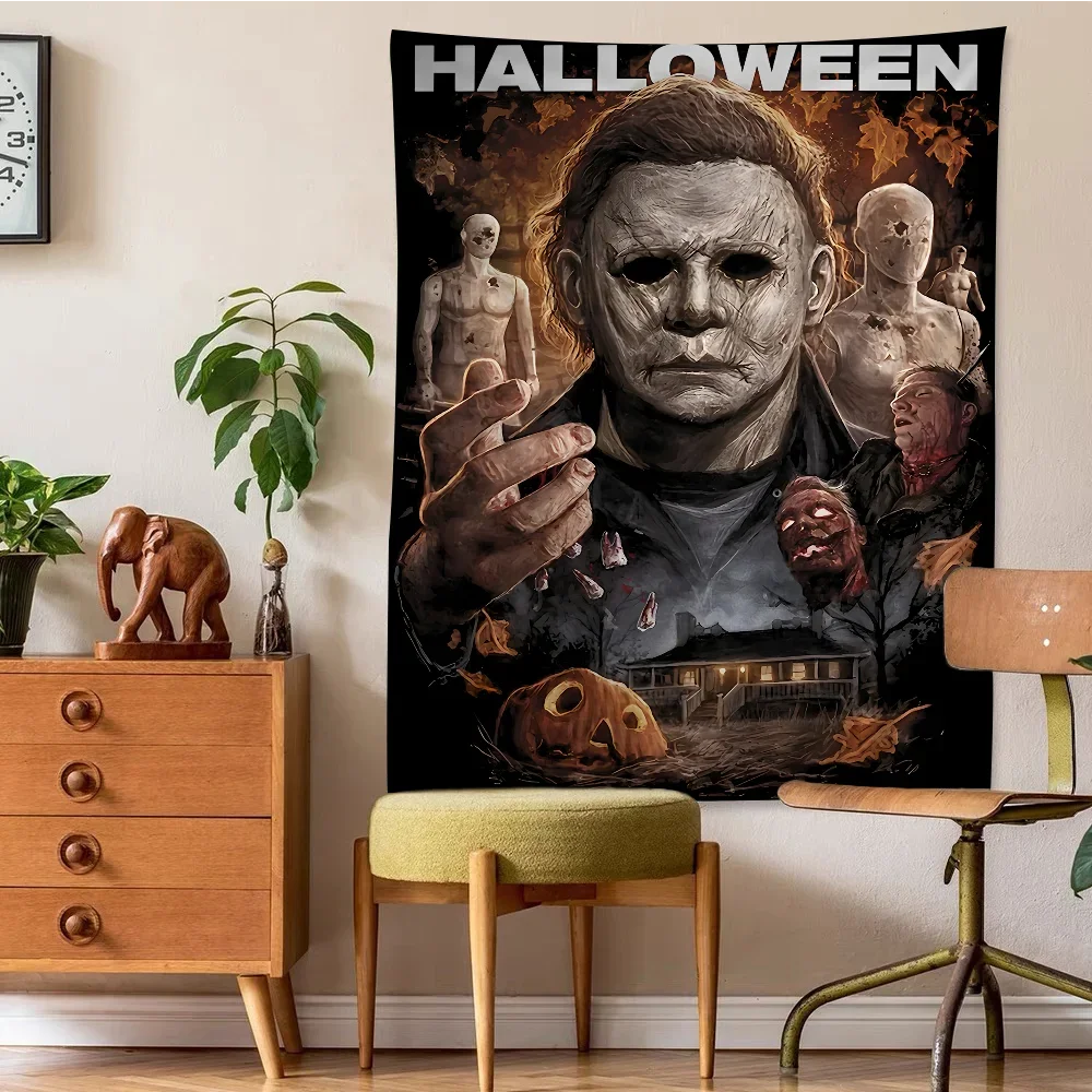Horror Movies Halloween Michael Myers Classic Vintage DIY Wall Tapestry Hanging Tarot Hippie Wall Rugs Dorm INS Home Decor