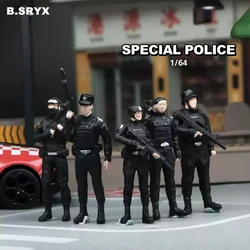 Kicarmod 1/64 Scale Model Figurine Parts Armed Police Men and Women in Different Motions Figure in Scale Diecast Model Car