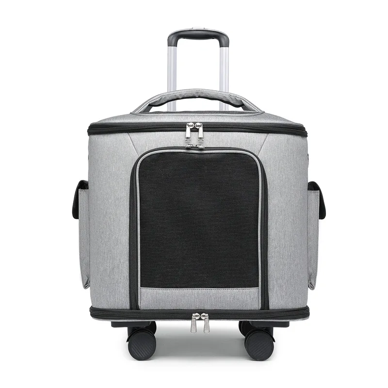 حقيبة دوارة للحيوانات الأليفة قابلة للطي، حقيبة الحيوانات الأليفة المحمولة للتهوية والتهوية والتهوية في الهواء الطلق، أمتعة الحيوانات الأليفة ذات سعة كبيرة