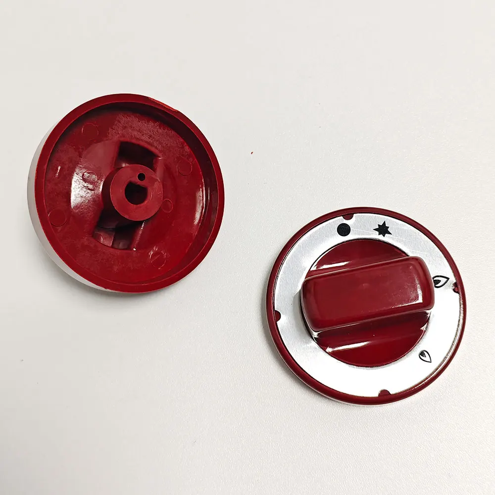 5 pcs BBQ Grill Knob Red High-Temperature Resistant Bakelite Round Rotary Switch with Printed O-Ring 60mm Diameter 8.7mm Shaft