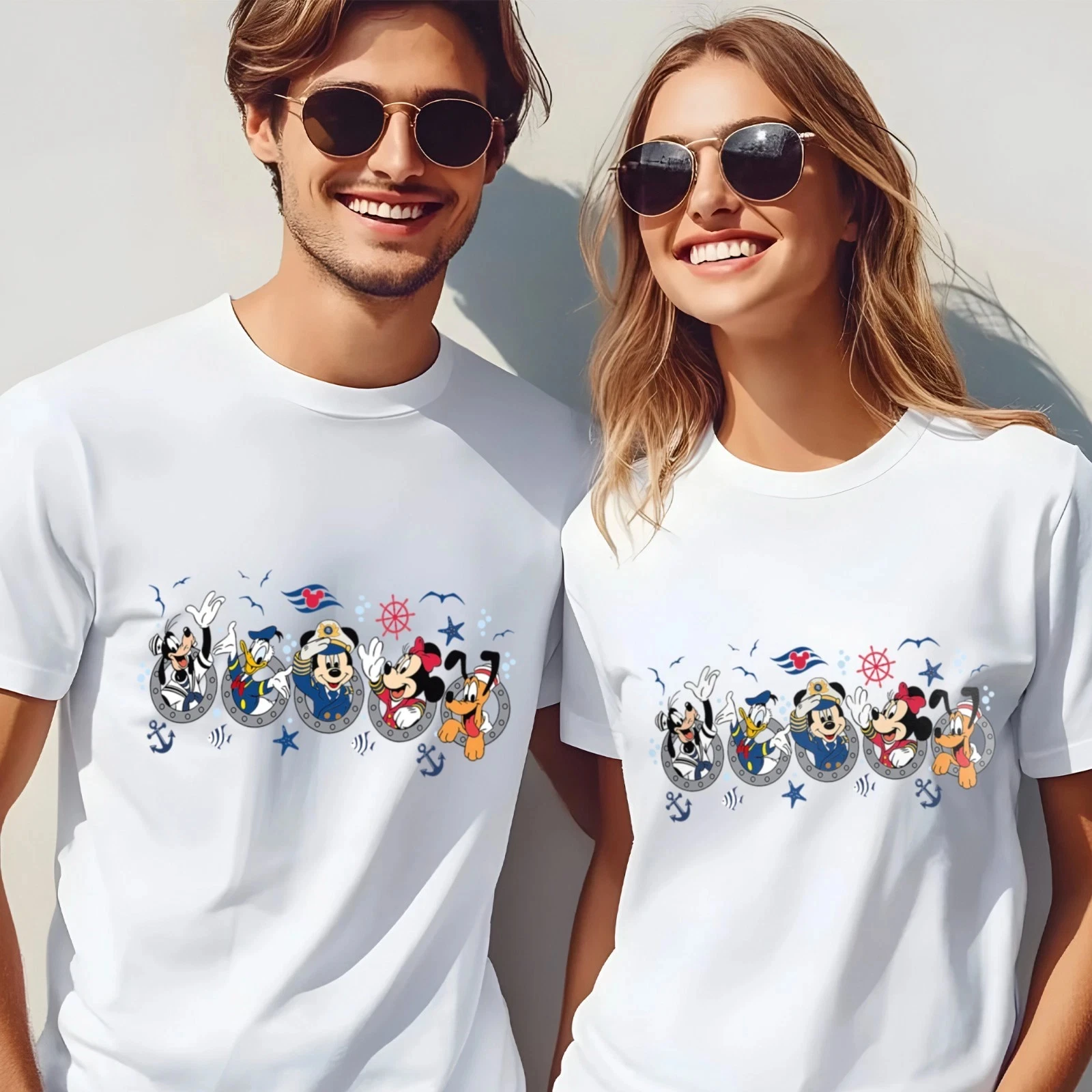 

Рубашки Disney Cruise Mickey and Friends, Disney Wish Fantasy Magic, ткань из чистого хлопка для мужчин, женщин, взрослых и детей
